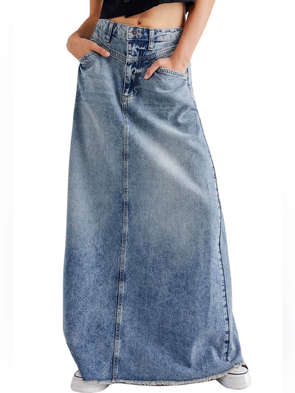 Come As You Are Fray Hem Denim Maxi Skirt
Free People